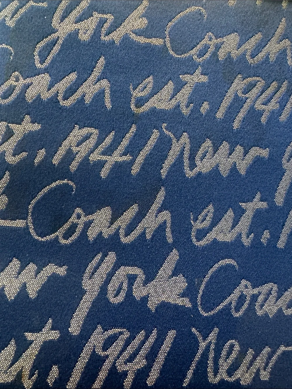 Coach Navy Script Signature padded clutch or iPad bag with Gold Heart Trim